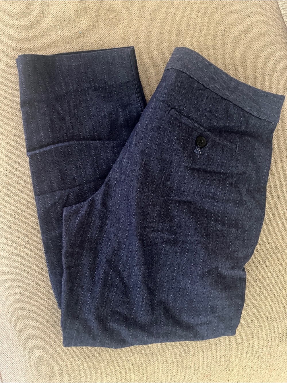 Woman’s Navy Pinstripe Casual Trousers